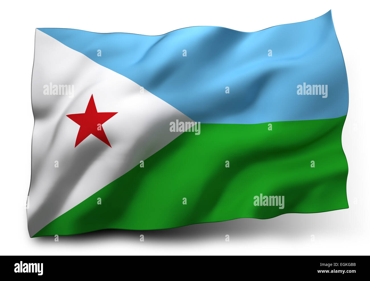 Waving flag of Djibouti isolated on white background Stock Photo