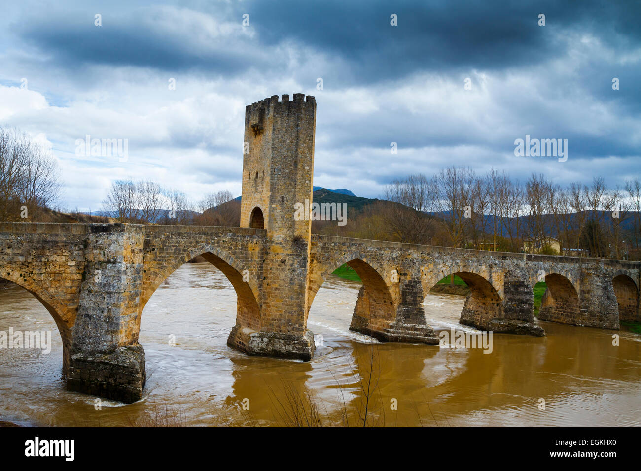 Medieval bridge and river Stock Photo Alamy