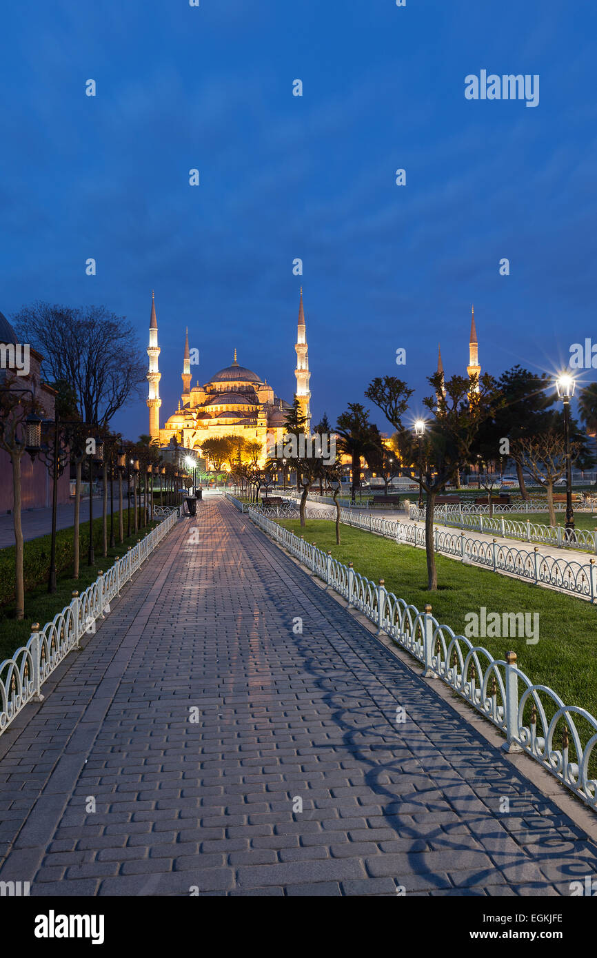 Sultanahmet Blue Mosque at night, Istanbul, Turkey Stock Photo - Alamy