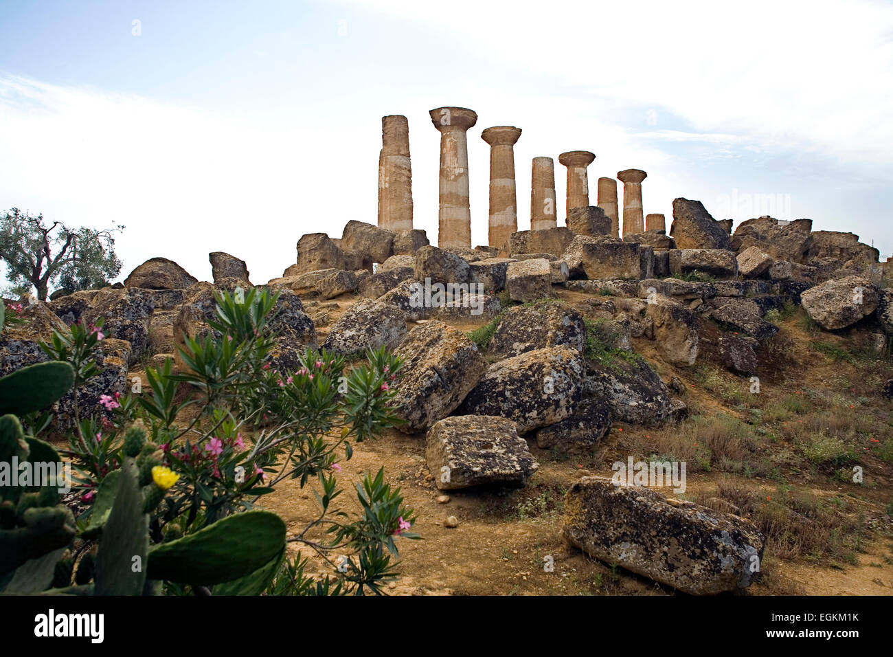 Italy,Sicily,Agrigento.Temple of Herakles.The archaeological area known as the Valley of the Temples in Agrigento. Stock Photo