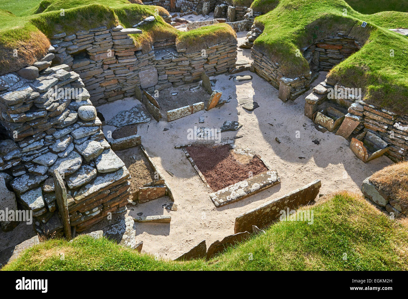 The neolithic village ruins of Skara Brae, circa 2,500,  a UNESCO World Heritage Site. Orkney, Scotland Stock Photo