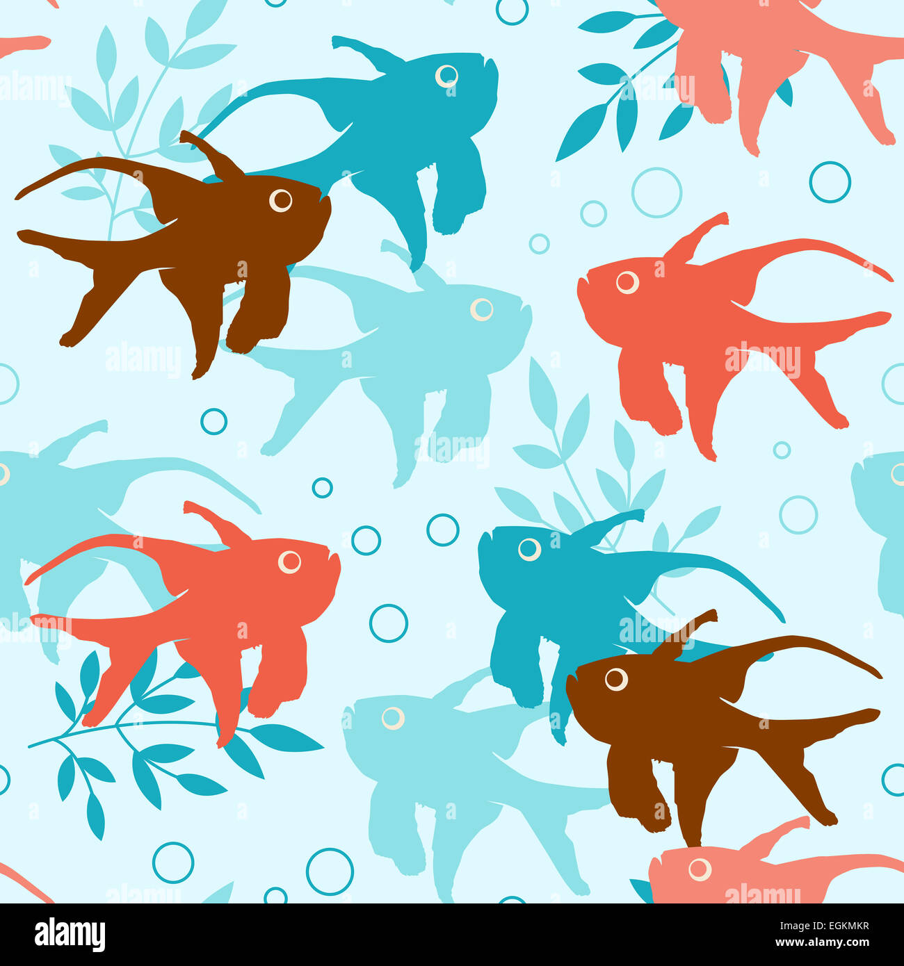 Marine seamless pattern with tropical fishes Stock Photo - Alamy