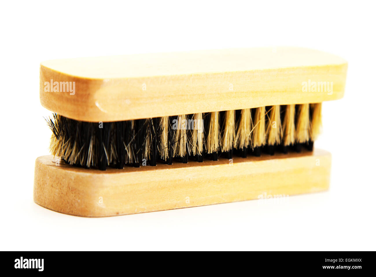 Shoe brushes polishing brush pair two wooden handle product care cutout