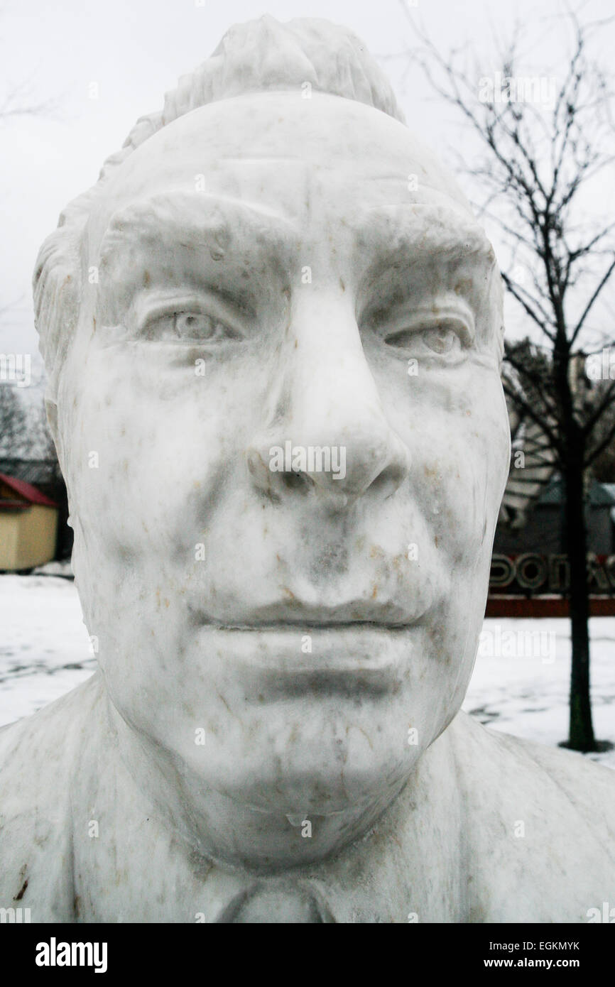 MOSCOW, RUSSIA A decommissioned bust of Leonid Brezhnev sits in the Fallen Monument Park. Stock Photo