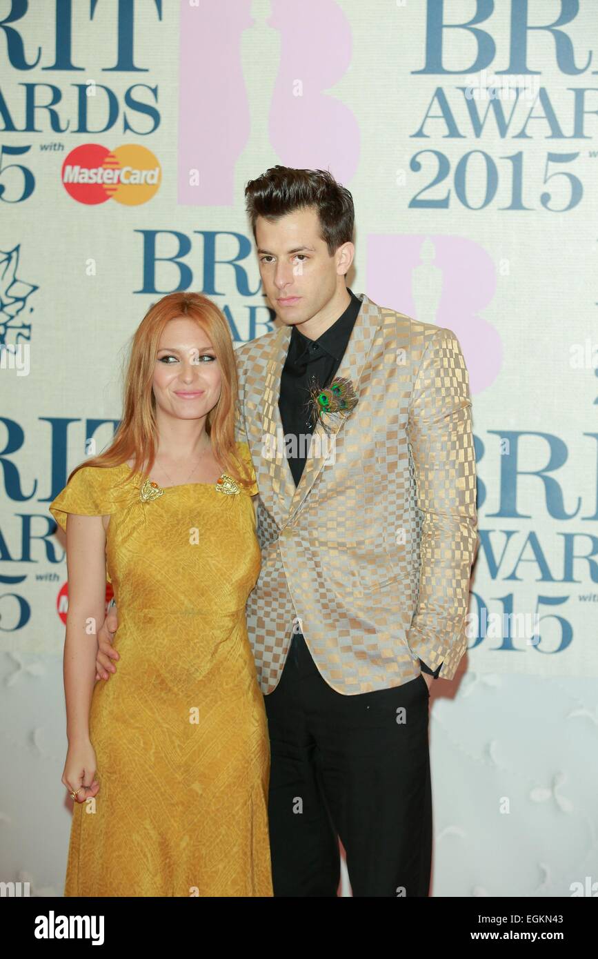London, UK. 25th Feb, 2015. Josephine de la Baume and Mark Ronson attend the Brit Awards, Brits, at O2 Arena in London, Great Britain, on 25 February 2015. Credit:  dpa picture alliance/Alamy Live News Stock Photo