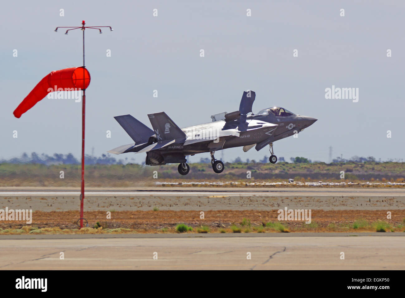 F-35 Lightning Stealth Airplane Landing at 2014 Miramar, San Diego Air Show Stock Photo