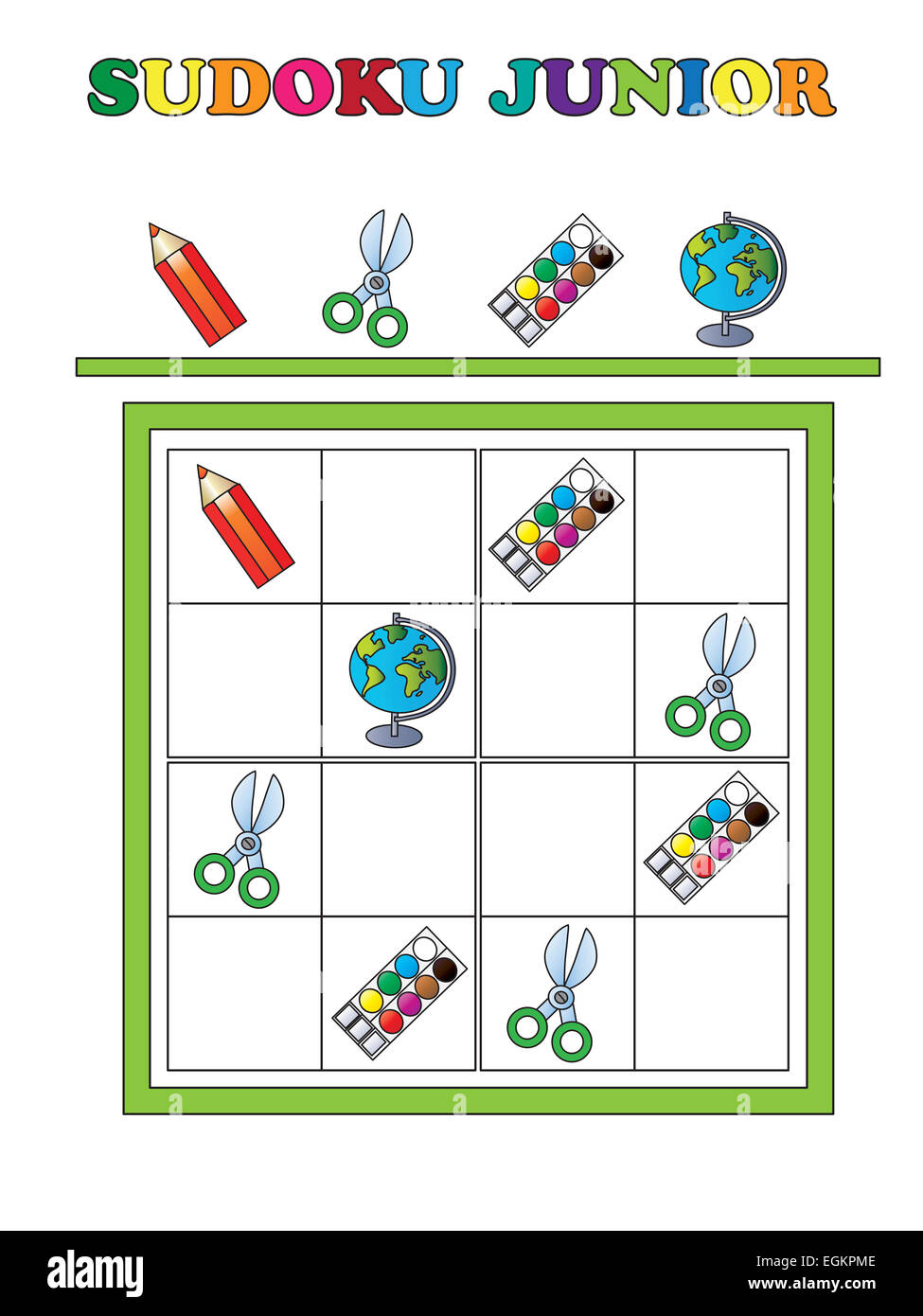 game for children: sudoku junior Stock Photo