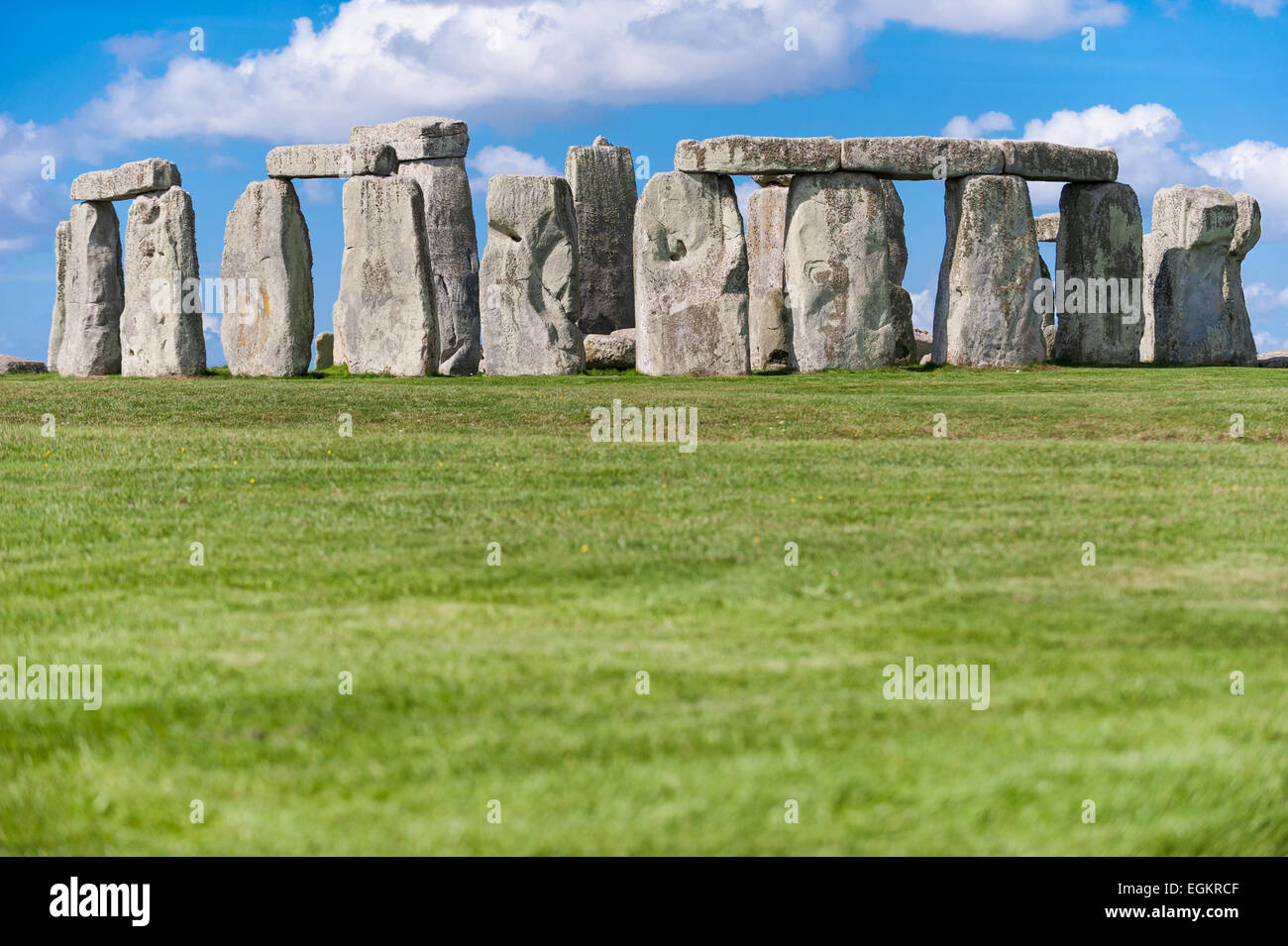 Stonehenge prehistoric ancient monument near Salisbury,  England - UNESCO; space for text Stock Photo