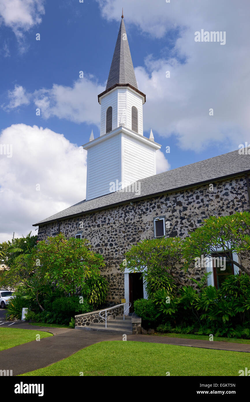 Moku'aikaua Church in Kailua-Kona, Big Island, USA Stock Photo