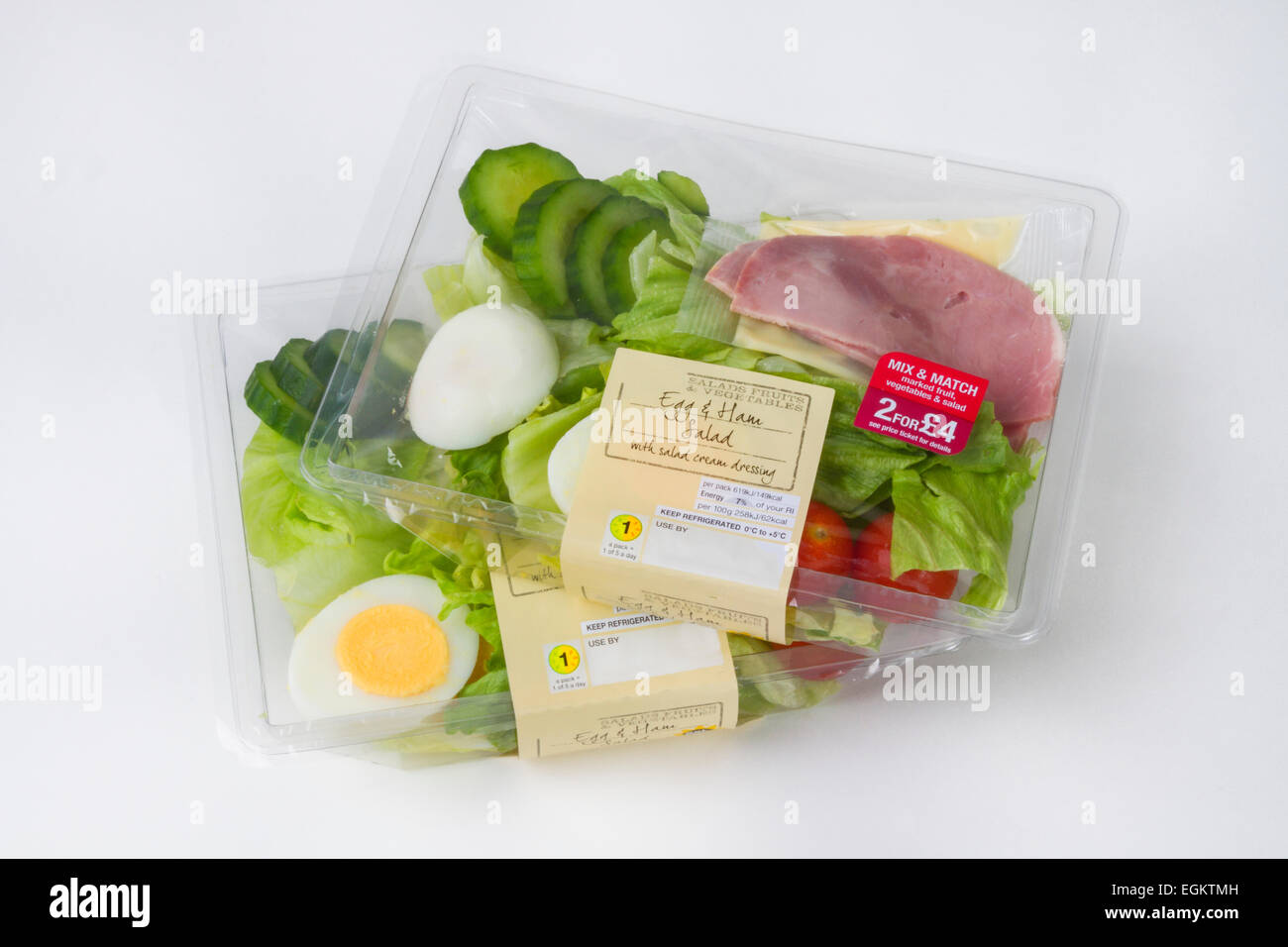 Prepackaged egg and ham salad with reduced price offer Stock Photo Alamy