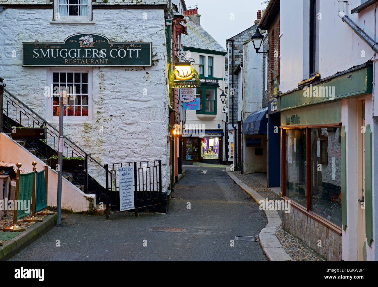 Street in Looe, Cornwall, England UK Stock Photo Alamy