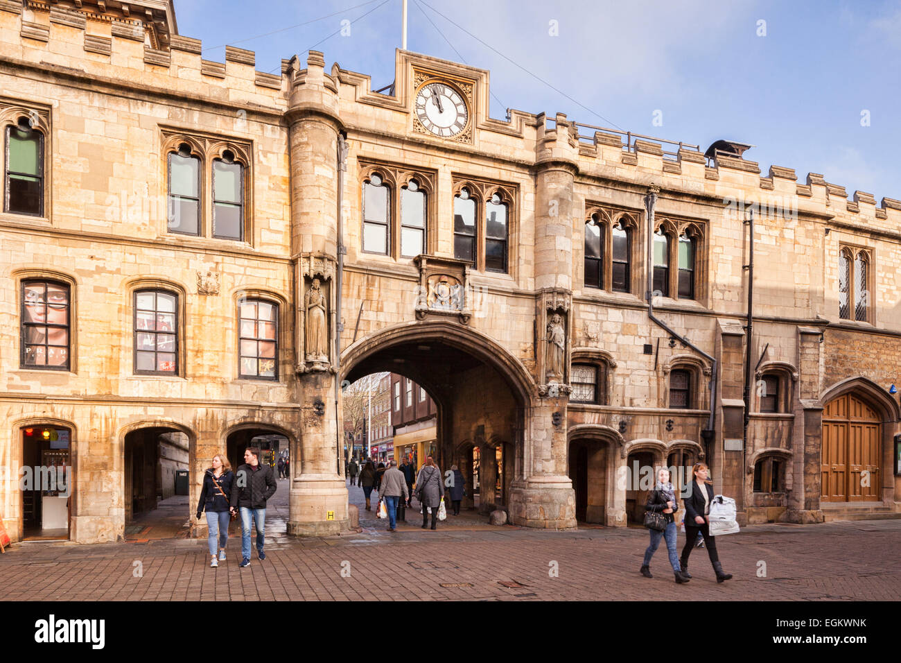 The Stonebow, and Lincoln Guildhall, Lincoln, Lincolnshire, England, UK. Stock Photo