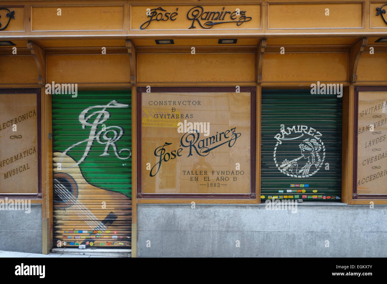 Famous guitar store, shop, Jose Ramirez closed, Madrid, Spain Stock