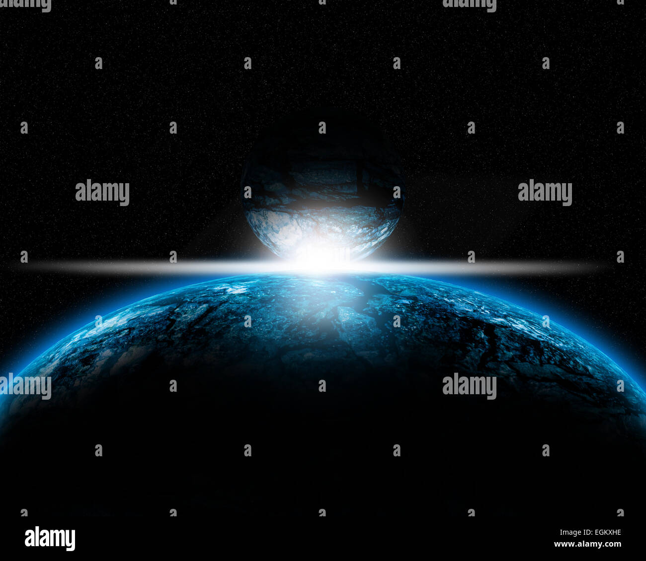 Illustration of a alien planet Stock Photo - Alamy