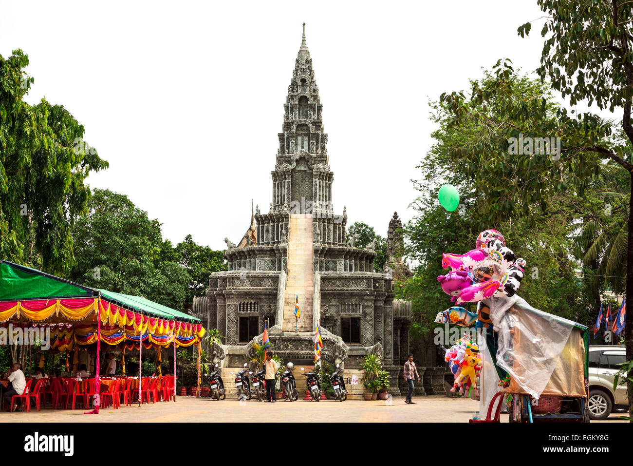 Wat Kesararam or the “Pagoda of the Cornflower Petals”  in Siem Reap, Cambodia. Stock Photo