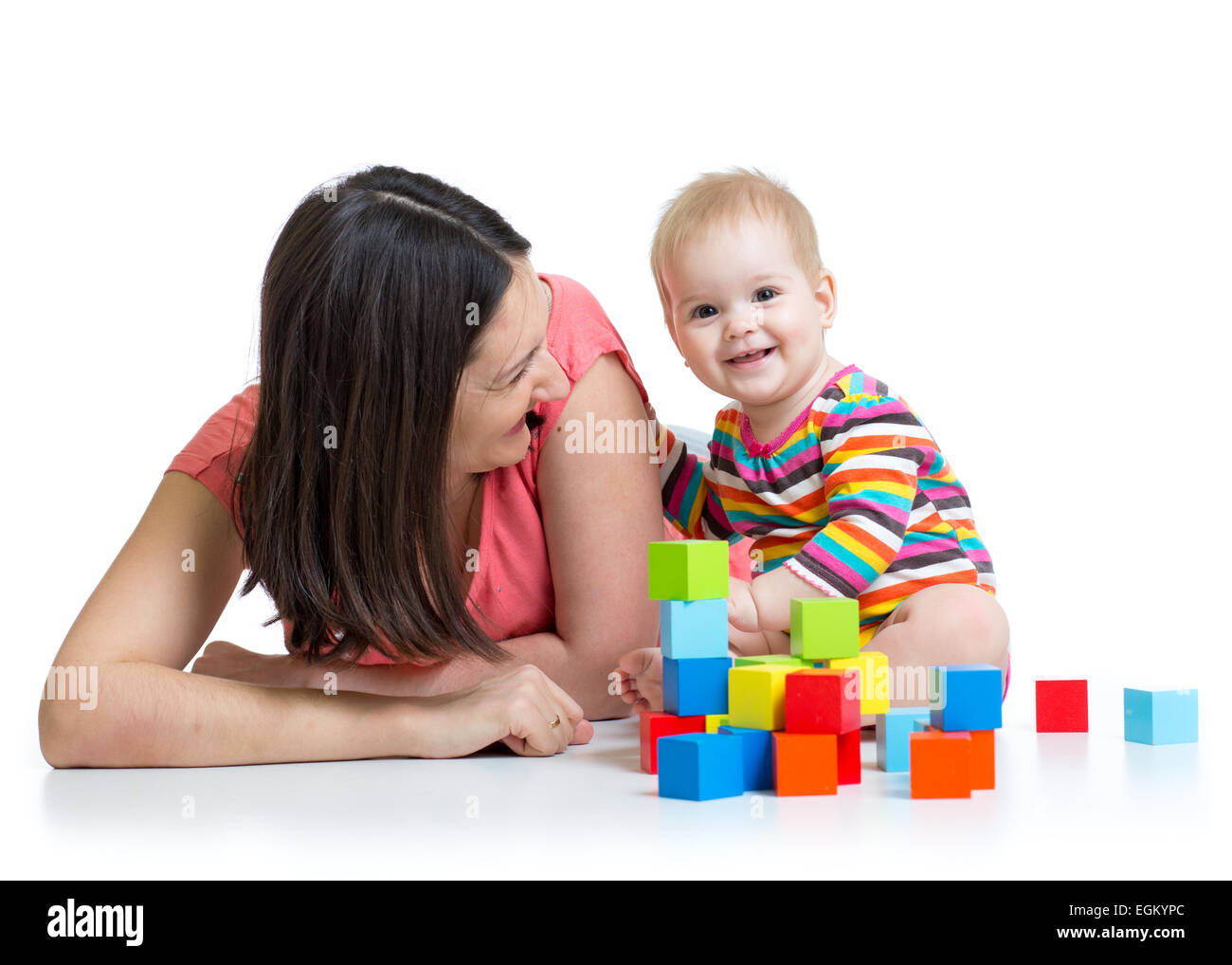 mother and baby playing together Stock Photo