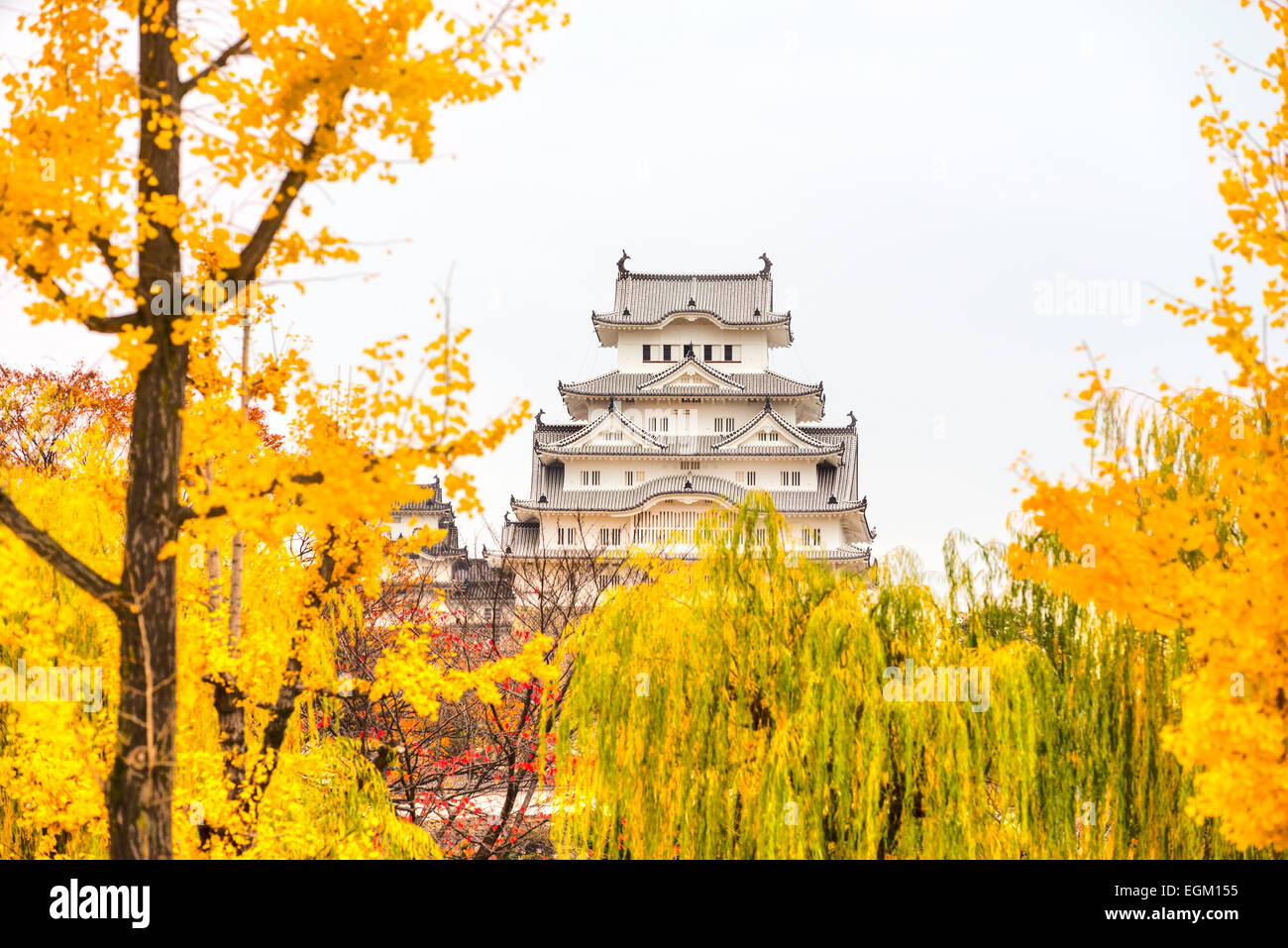 Himeji Castle, also called White Heron Castle, in autumn season, Japan. Stock Photo