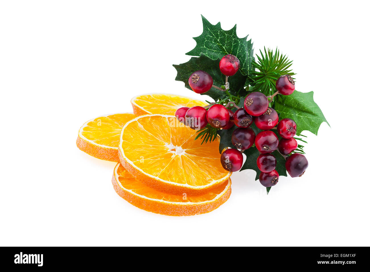 christmas decoration orange slices and berry Stock Photo
