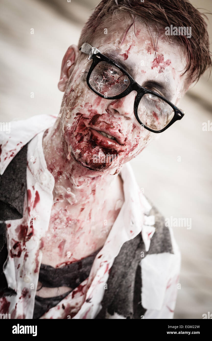 Scary zombie walk event in the center of the town of Hämeenlinna in Finland. Stock Photo