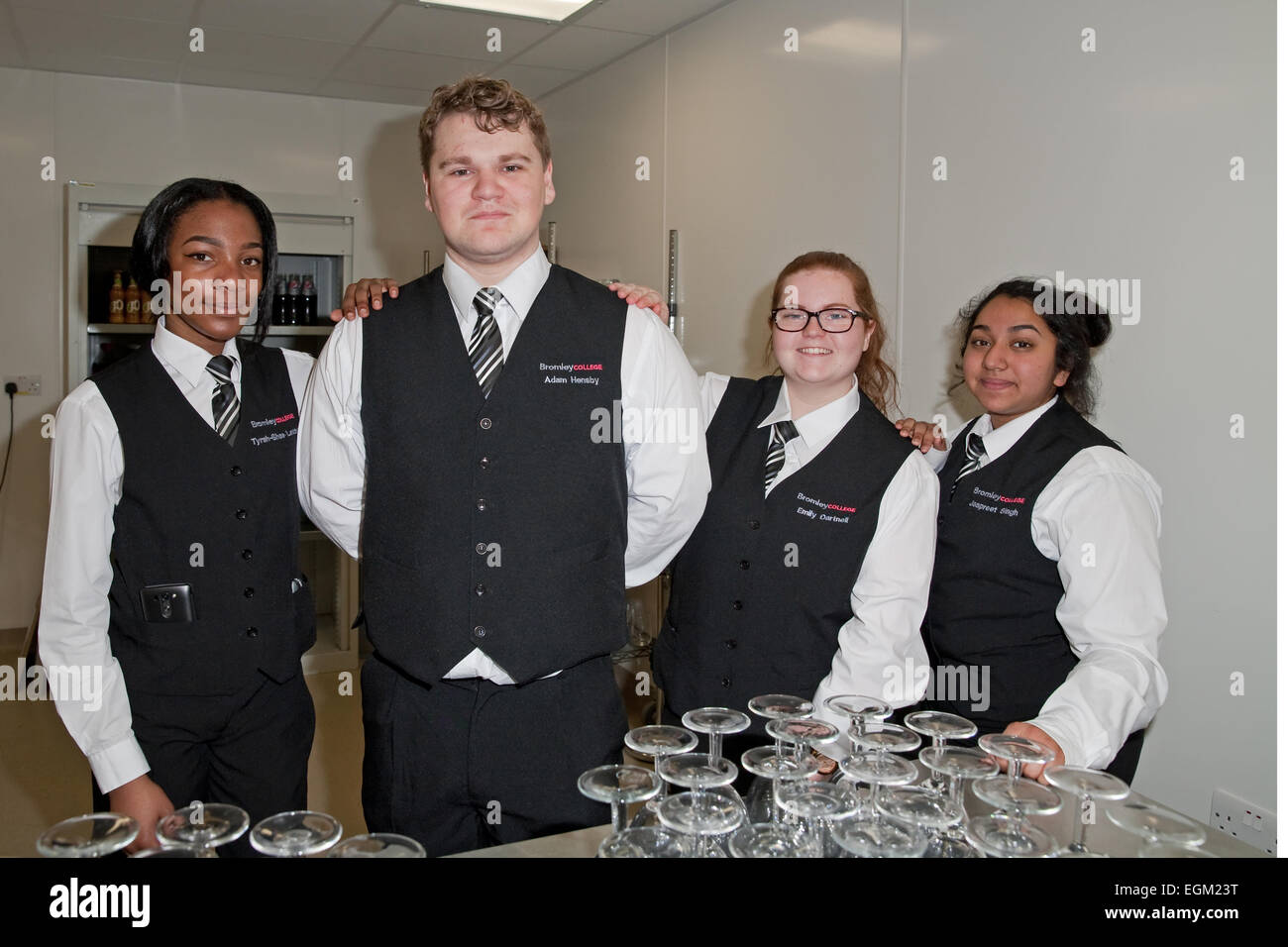 Waiters pose in the kitchen prior to the opening of BR6 a student run ...