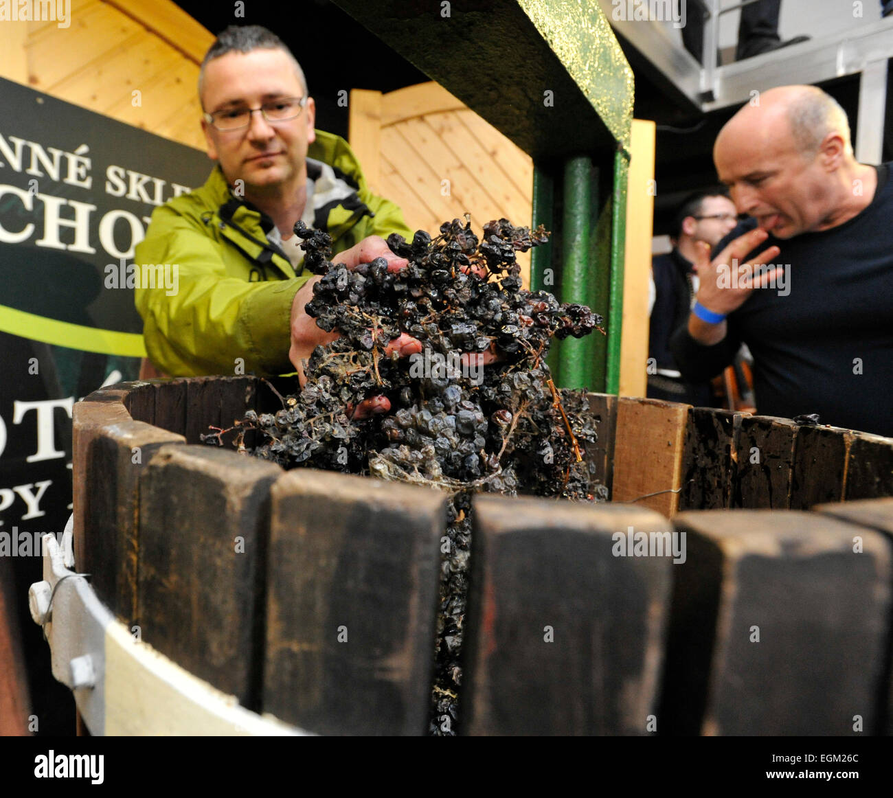 Cellarman of Lechovice Winery Ivan Mokrohajsky, left, and coach of