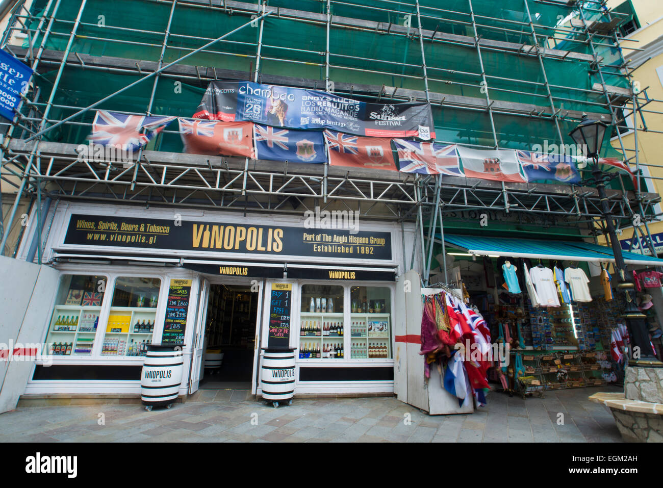 Gibraltar, England, 23 February , 2015 Shop snuff and alcohol in Gibraltar. Where the price is