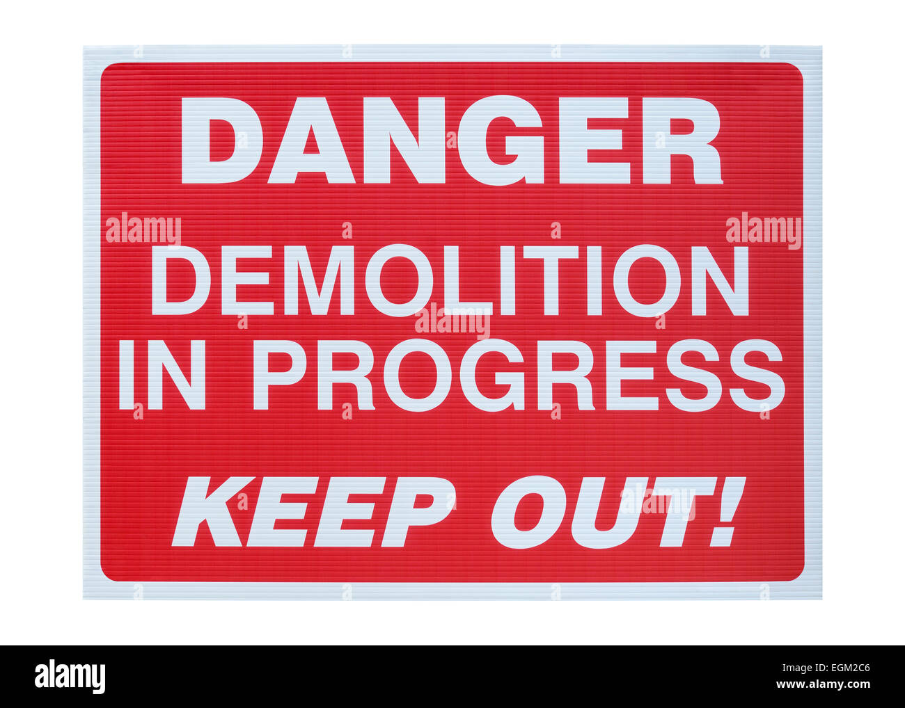 Danger Demolition in Progress Sign, Cut Out. Stock Photo