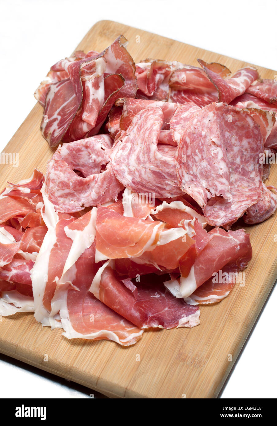 Charcuterie Platter of a  selection of Sliced Italian Meat Stock Photo