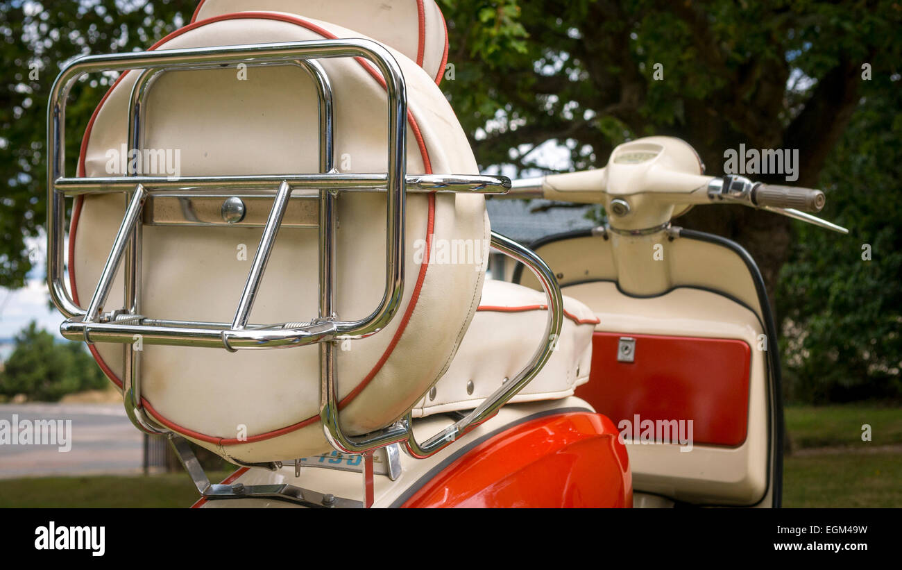 Rear View of a Vintage Lambretta Scooter. Stock Photo