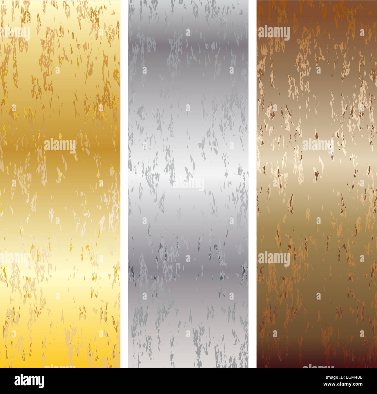 Aluminum, bronze and brass stitched textures Stock Photo