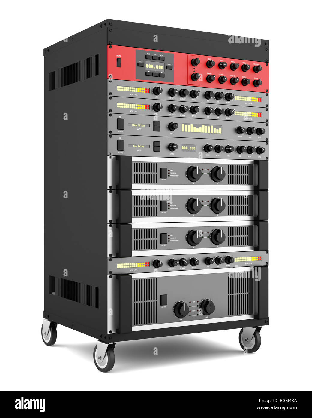 audio effects processors in a rack isolated on white backgroud Stock ...