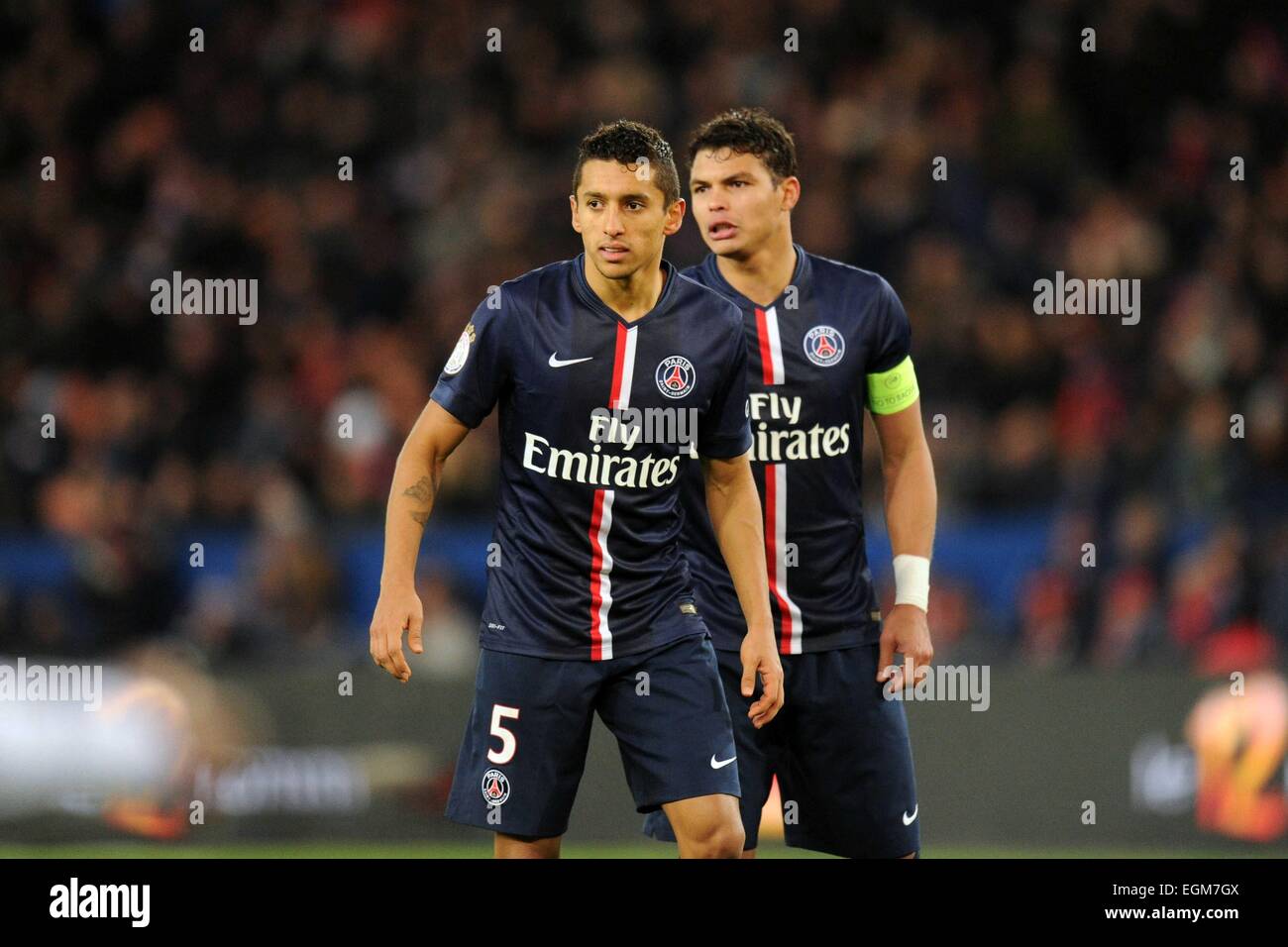 MARQUINHOS/Thiago SILVA - 21.02.2015 - Paris Saint Germain/Toulouse - 26eme journee de Ligue 1.Photo : Johnny Fidelin/Icon Sport Stock Photo