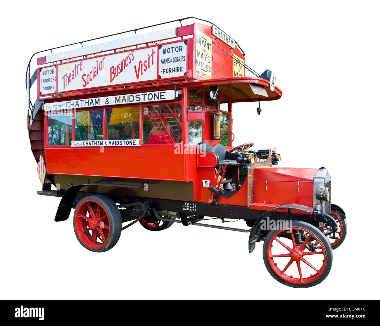 1912 Hallford open top chain driven bus Stock Photo