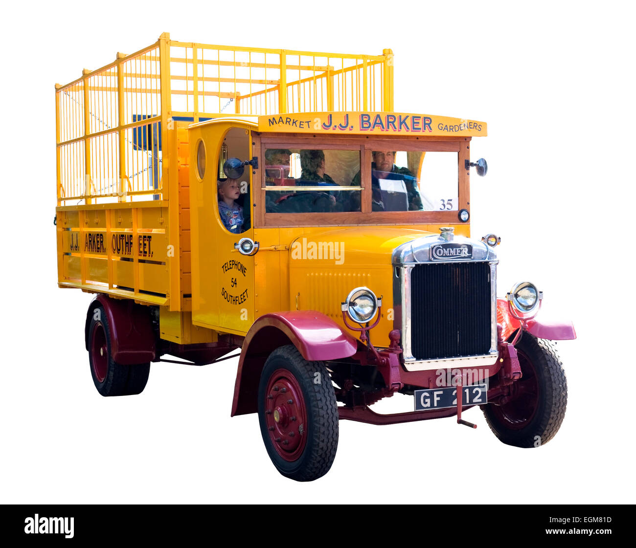 an old vintage yellow commer lorry Stock Photo