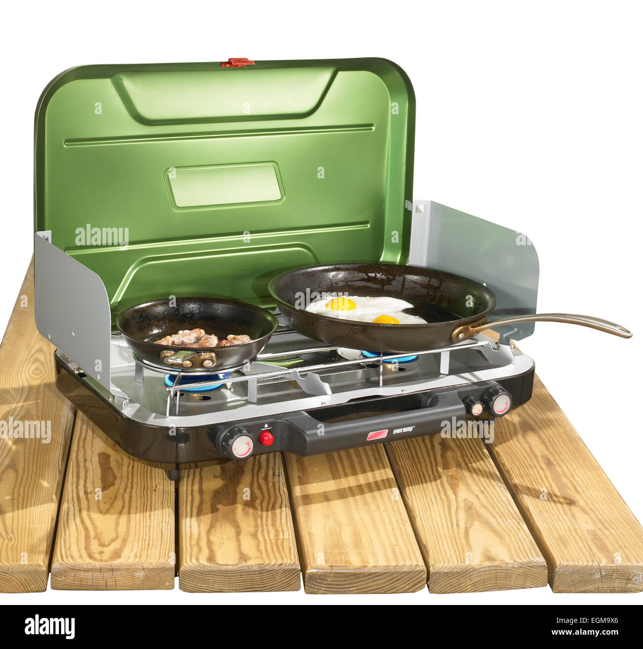 Portable Camp Stove Cooking Breakfast Stock Photo Alamy