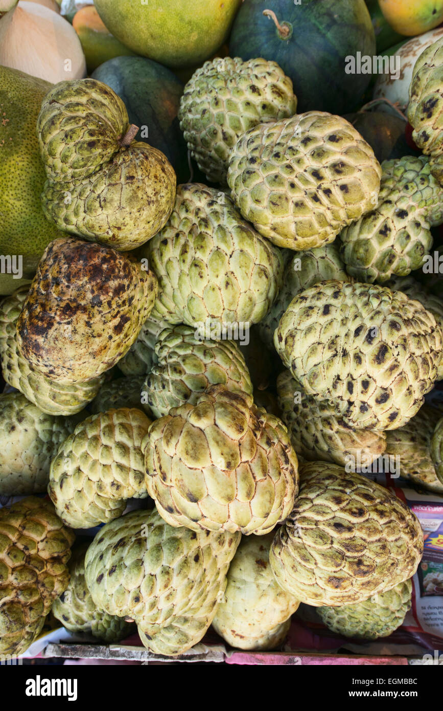Custard apples for sale in the market in Bangkok, Thailand Stock Photo