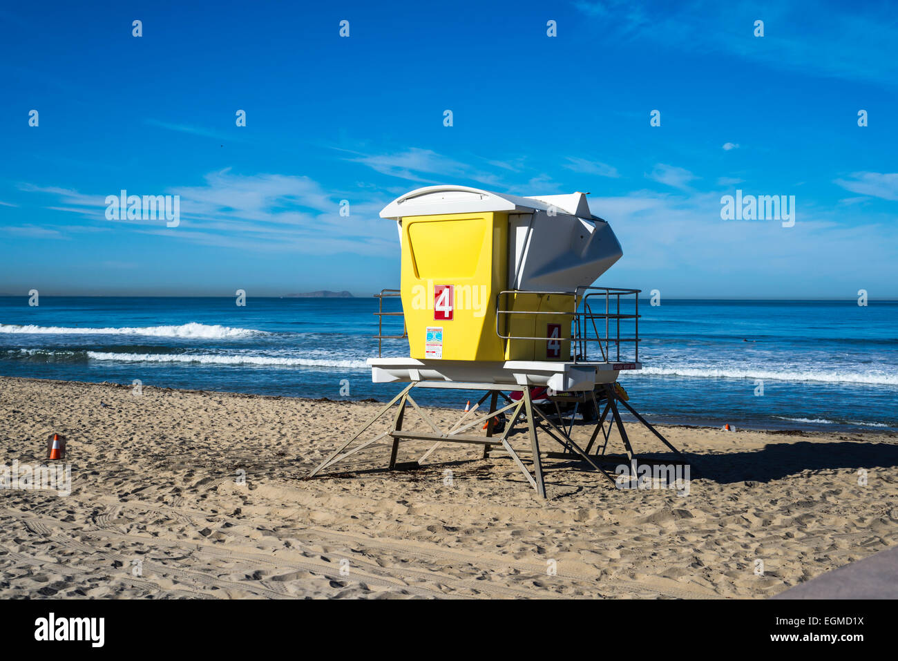 Yellowcolored lifeguard tower no. 4. Imperial Beach, California