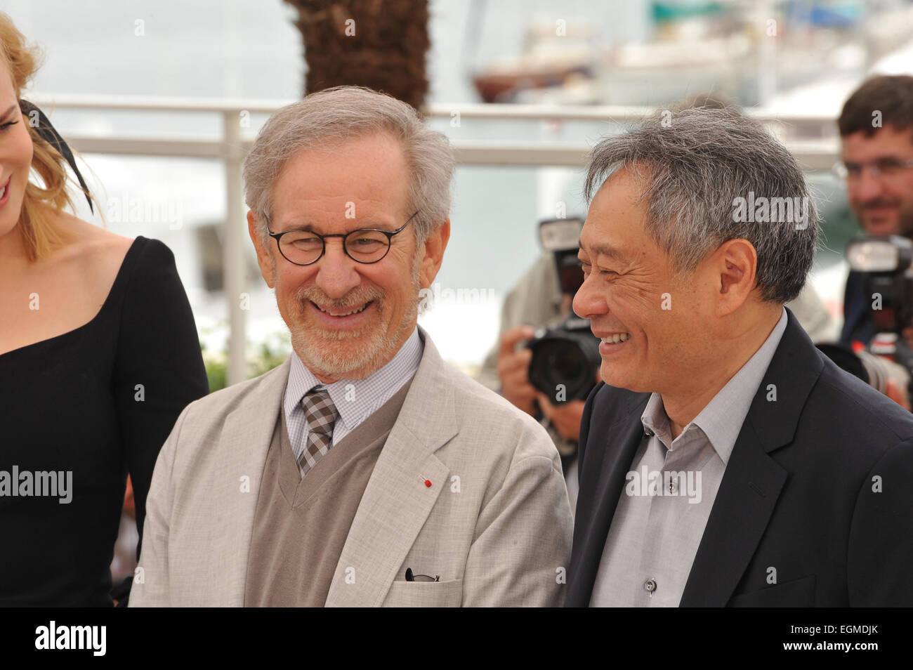 CANNES, FRANCE - MAY 15, 2013: Steven Spielberg & Ang Lee (right) at the photocall for the Jury of the 66th Festival de Cannes. Stock Photo