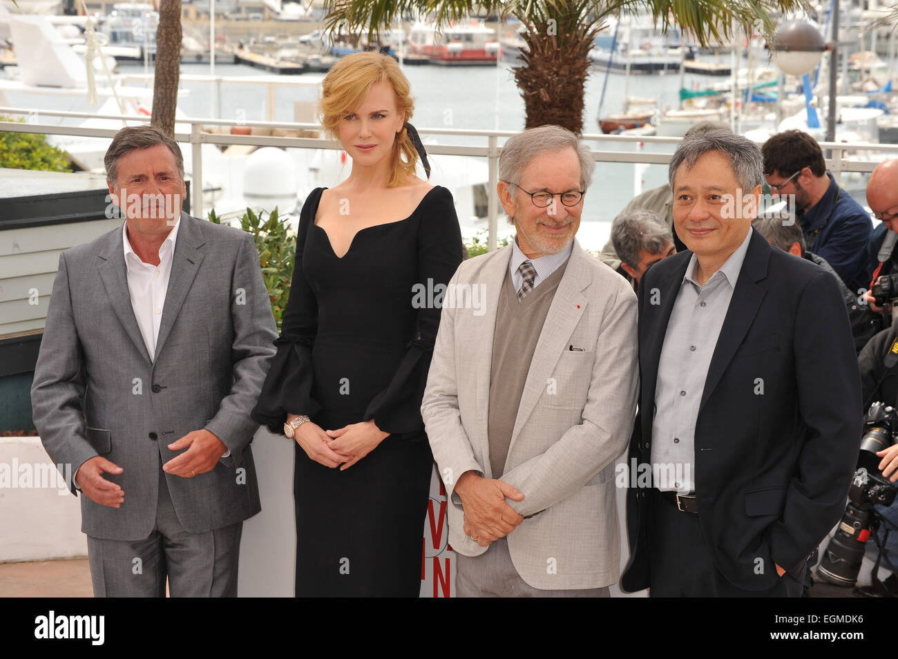 CANNES, FRANCE - MAY 15, 2013: Daniel Auteuil (left), Nicole Kidman, Steven Spielberg & Ang Lee at the photocall for the Jury of the 66th Festival de Cannes. Stock Photo