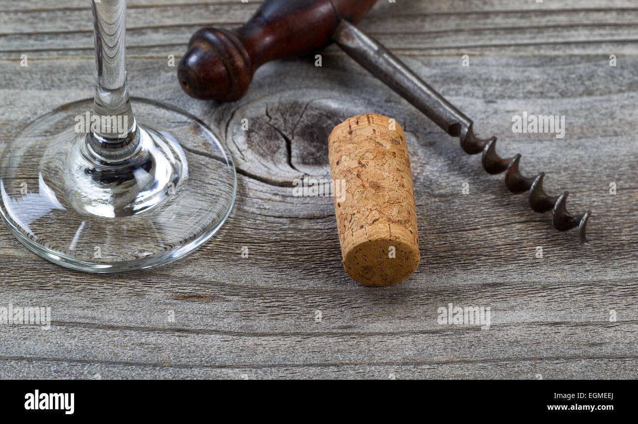 Close up front view of used cork, focus on front part of cork, with