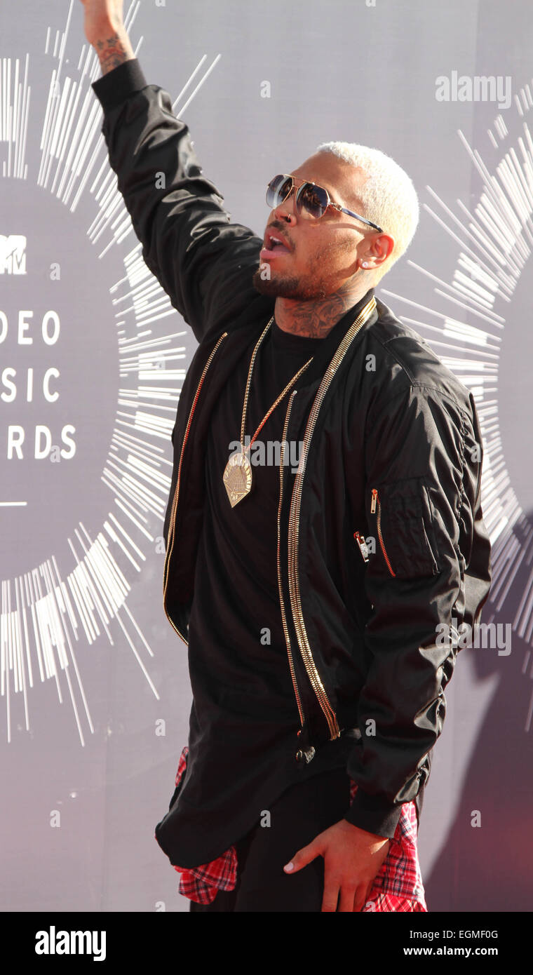 2014 MTV Video Music Awards - Arrivals held at the Forum Featuring: Chris Brown Where: Los Angeles, California, United States When: 24 Aug 2014 Stock Photo