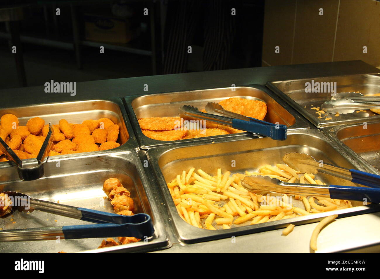 Deep fried food on display at a restaurant Stock Photo Alamy