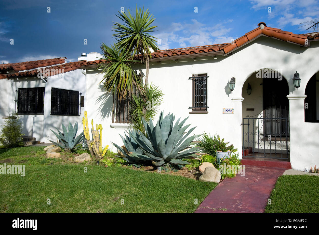 typical Spanish style home in Los  Angeles, CA Stock Photo