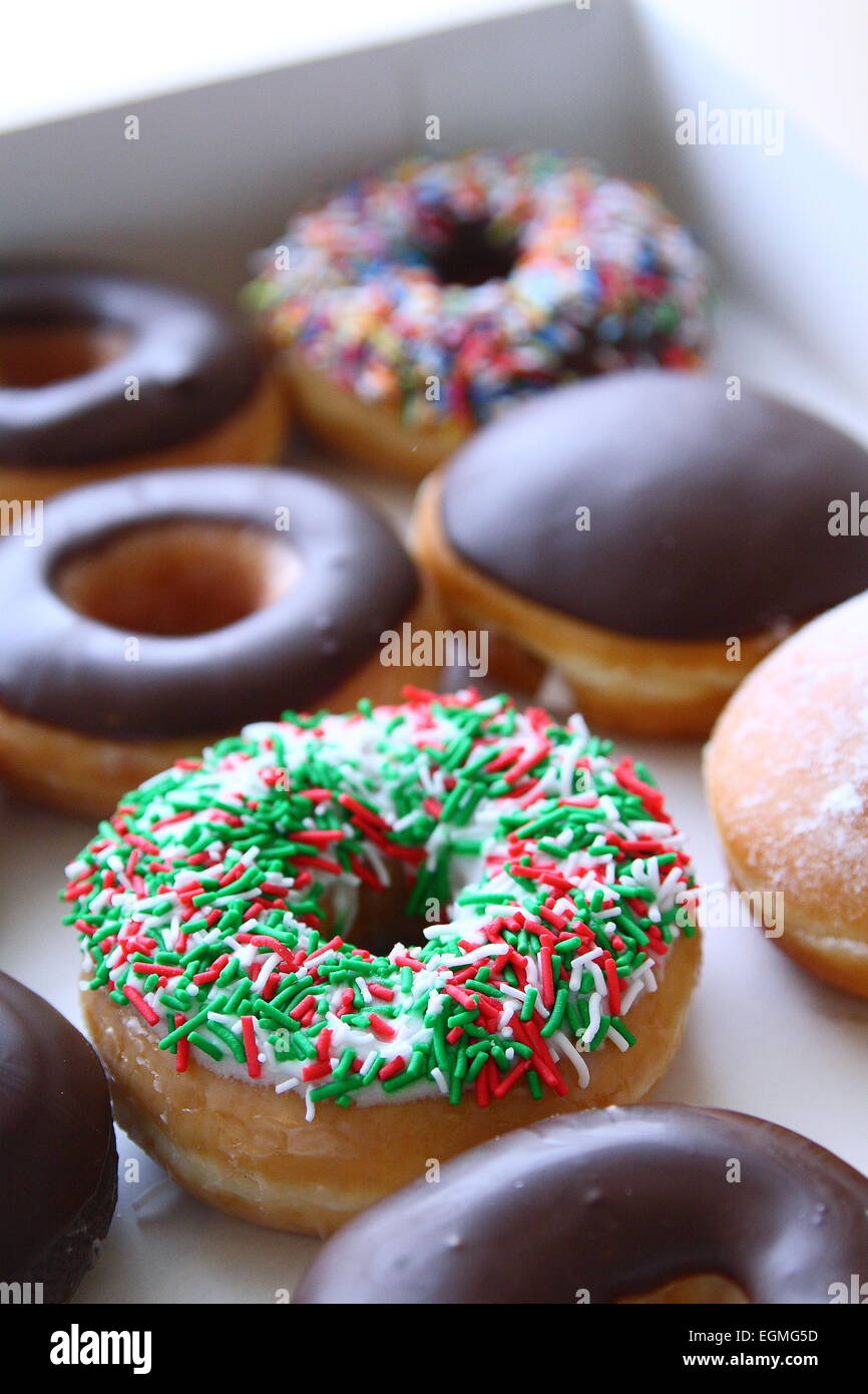 Selection of Krispy Kreme donuts in a box Stock Photo Alamy