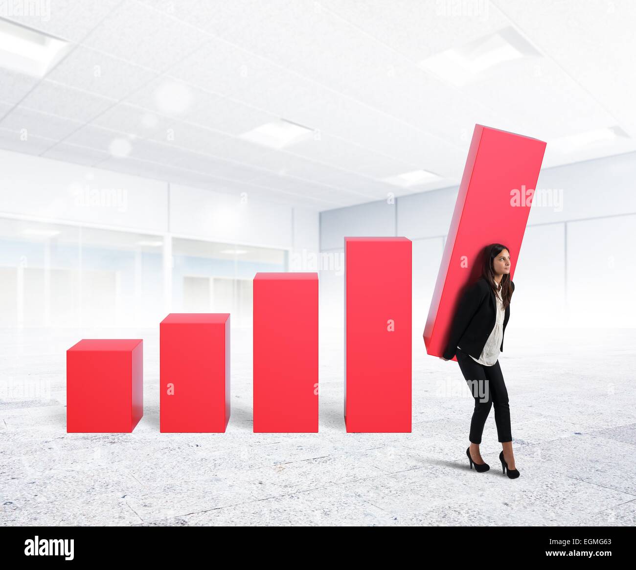 Businesswoman up the company profit Stock Photo