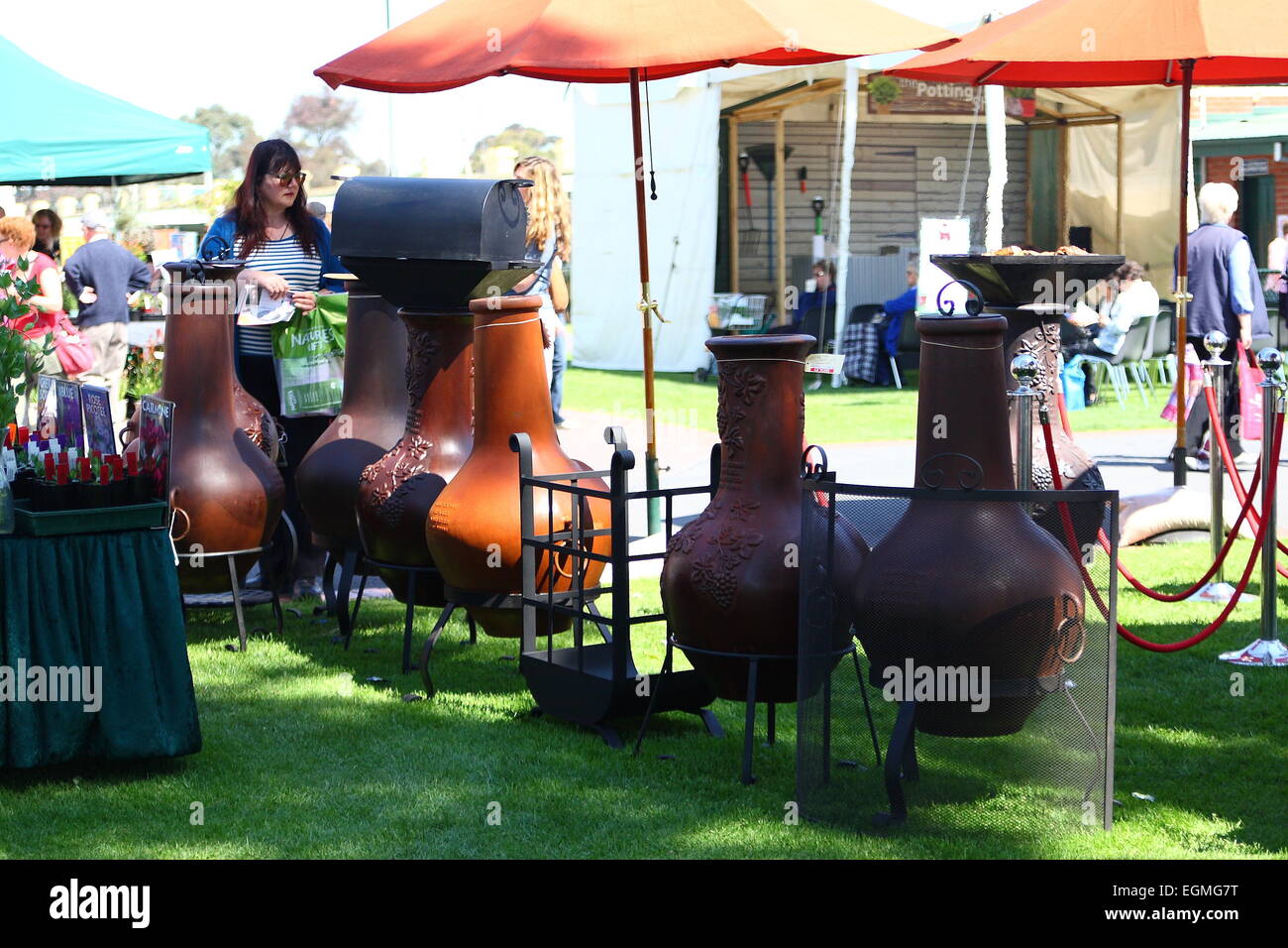 Cast Iron Chimineas for sale Stock Photo