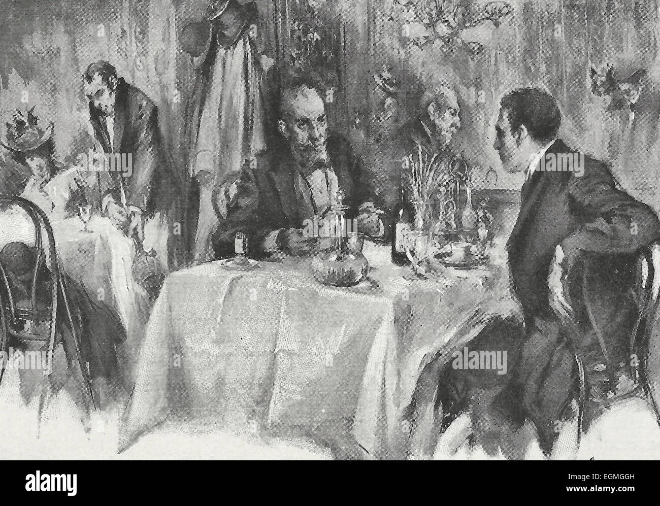 Business Lunch, circa 1916 Stock Photo