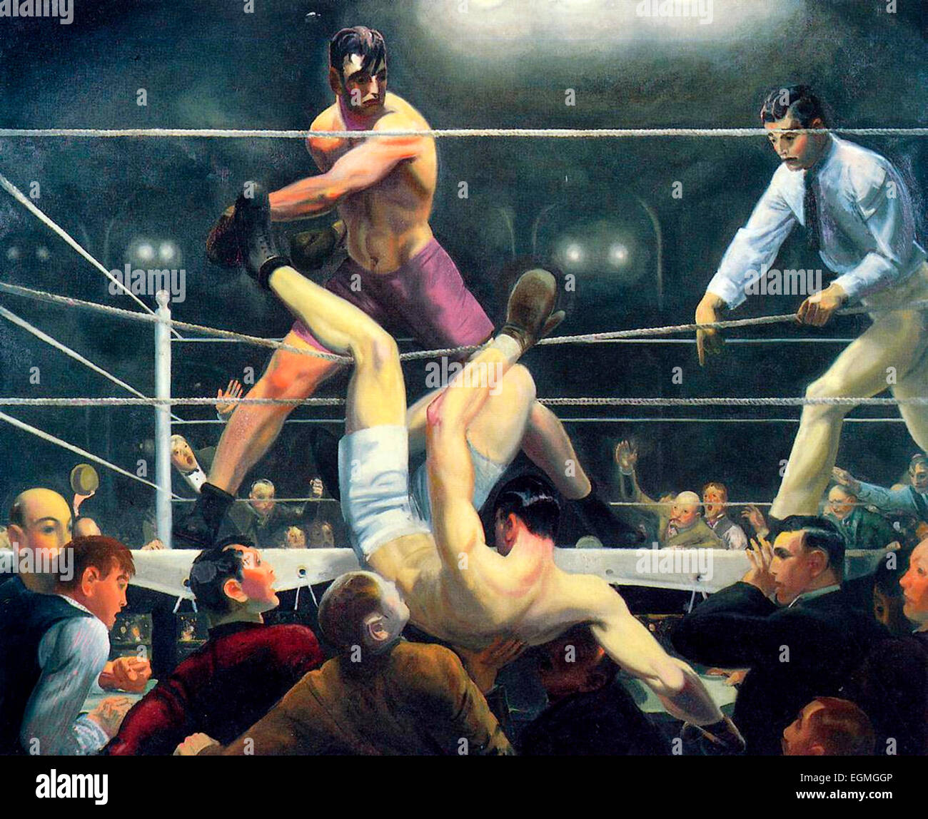 Dempsey and Firpo, Firpo sending Dempsey outside the ring (1924), George Wesley Bellows Stock Photo