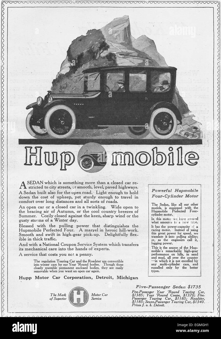 Hupmobile Ad from Hupp Motor Corporation, 1916 Stock Photo