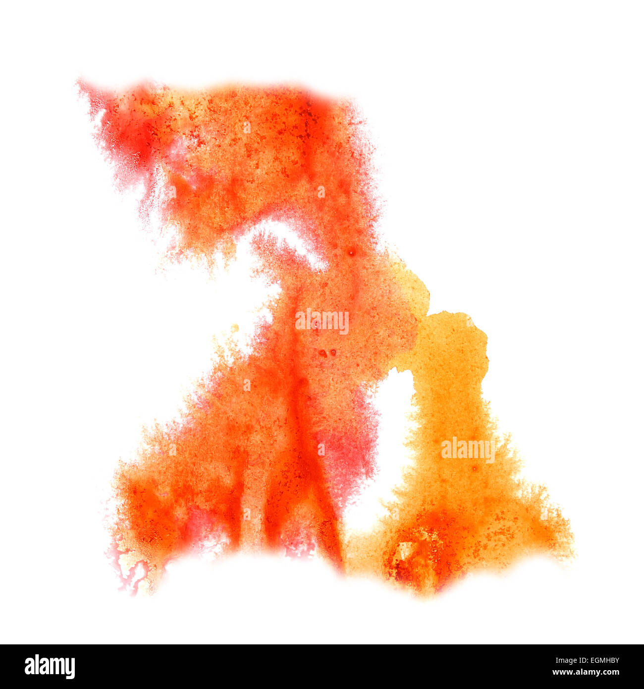 stain with red, yellow. watercolour paint stroke watercolor isol Stock ...